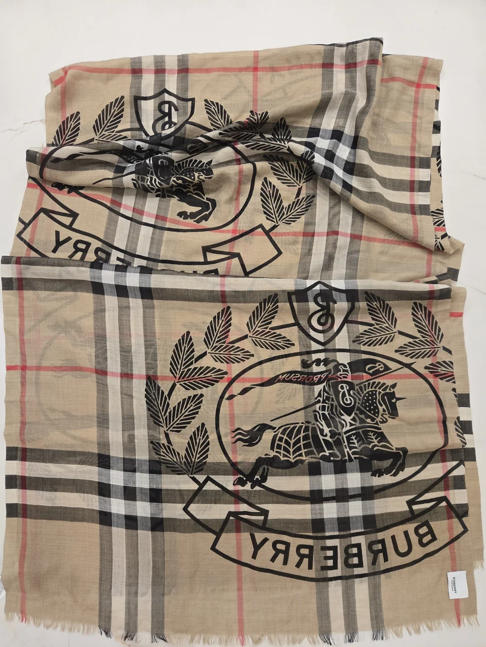 Burberry Wool Silk Check Scarf